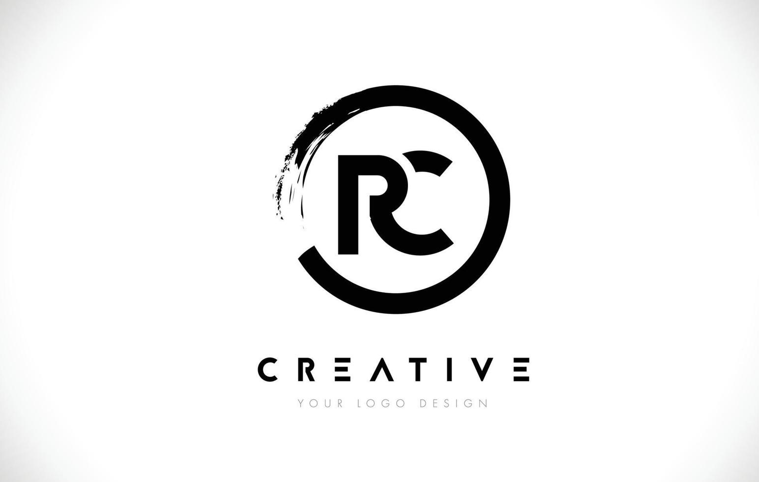 rc circulaire brief logo met cirkel borstel ontwerp en witte achtergrond. vector