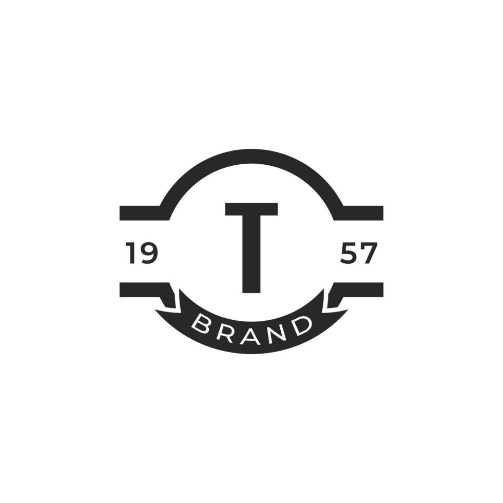 vintage insigne letter t logo-ontwerpelement sjabloon. geschikt voor identiteit, label, badge, café, hotel icoon vector