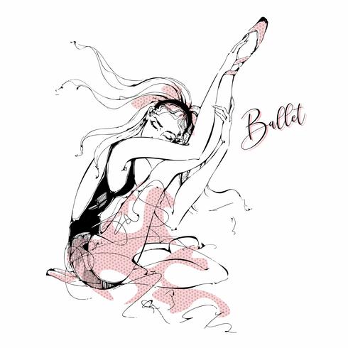 Ballerina. Danser. Ballet. Graphics. Meisje. Vector illustratie.