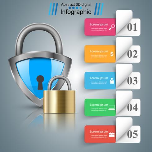 Sleutel, slotpictogram. Zakelijke infographic. vector