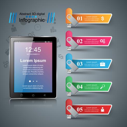 Digitaal gadget, smartphone tabletpictogram. Zakelijke infographic. vector