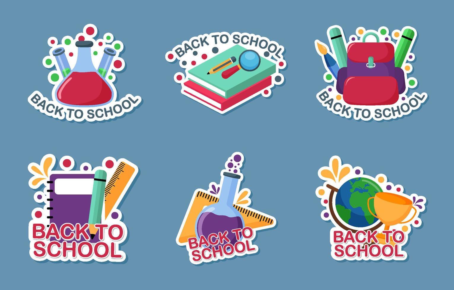 terug naar school stickerset collectie vector