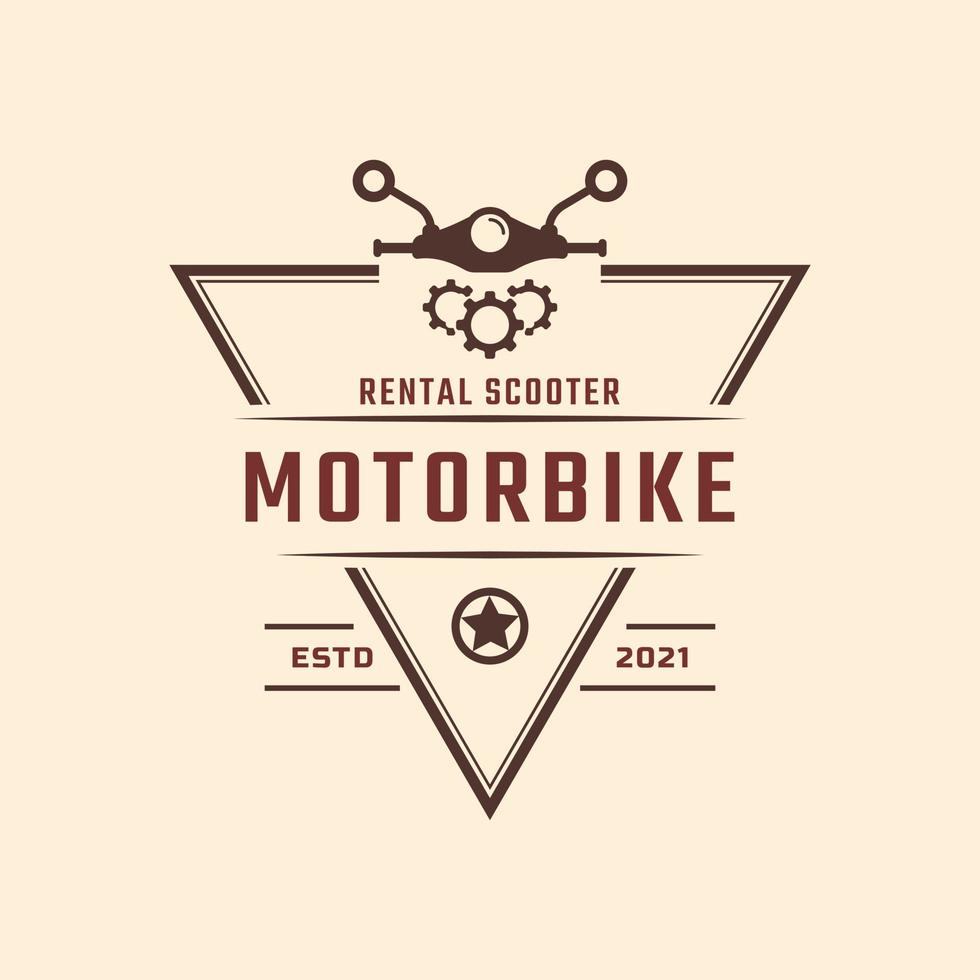 klassiek vintage retro label badge embleem motor en scooter verhuur logo ontwerp inspiratie vector