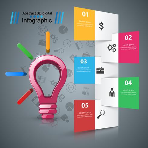 Infographic ontwerp. Bulb, licht pictogram. vector