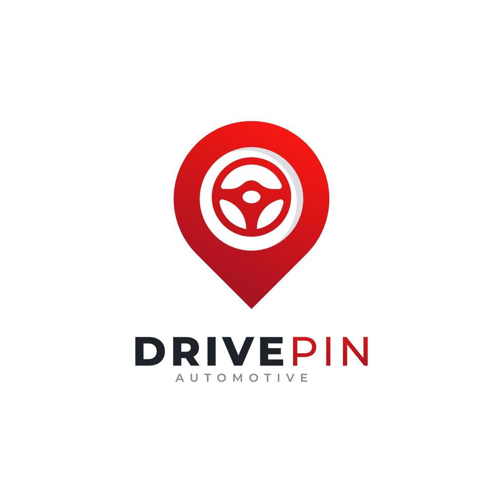 drive point-logo. locatiepin gecombineerd met stuurpictogram vectorillustratie vector