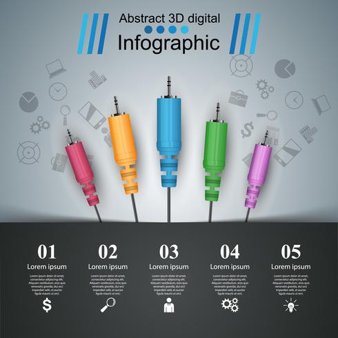 Muziekonderwijs Infographic. kabel pictogram. vector
