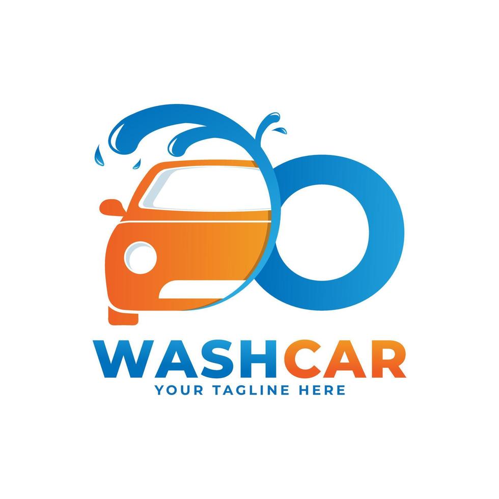 letter o met car wash logo, schoonmaak auto, wassen en service vector logo ontwerp.