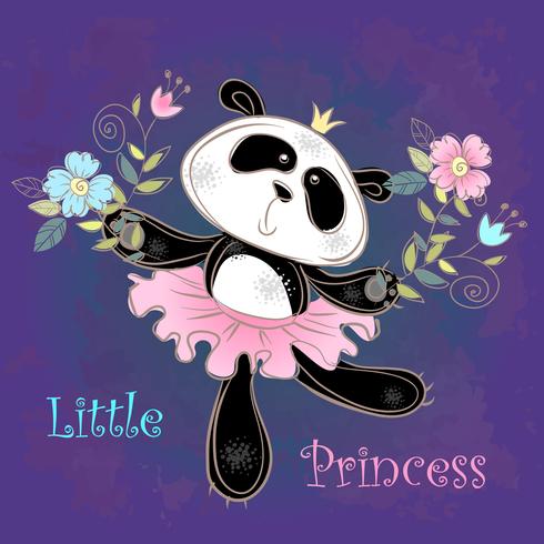 Schattig Panda ballerina dansen. Kleine prinses. Vector