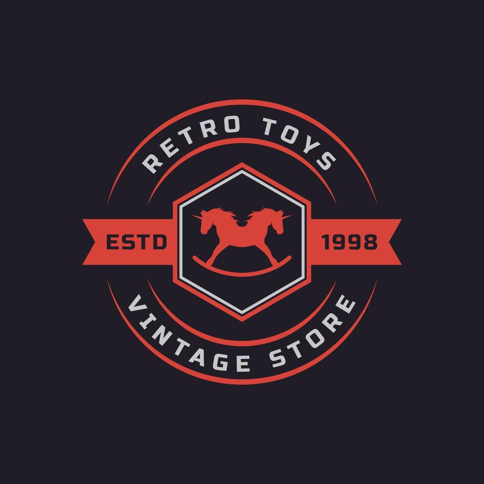 vintage retro-badge voor speelgoed en souvenir-logo-ontwerpsjabloonelement vector