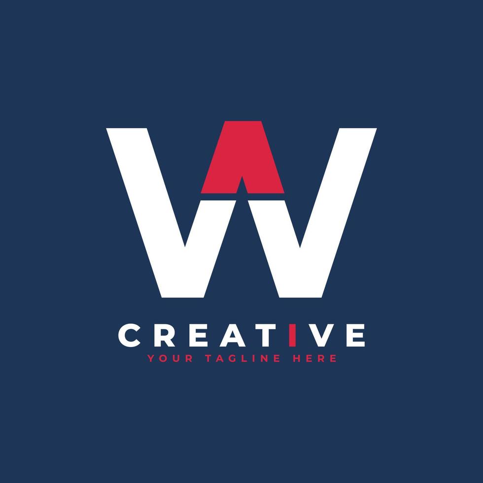 eenvoudig eerste letter w-logo. wit en rood vormen een uitgesneden letterstijl. bruikbaar voor bedrijfs- en merklogo's. platte vector logo-ontwerpideeën sjabloonelement.