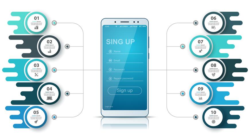 Smartfone zakelijke infographic. Zakelijke afbeelding. vector