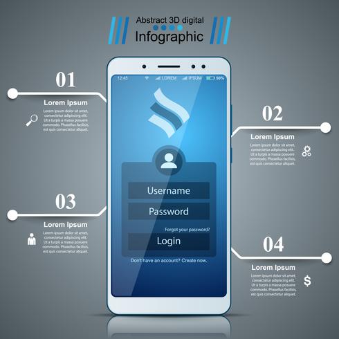 Digitaal gadget, smartphone tabletpictogram. Zakelijke infographic. vector