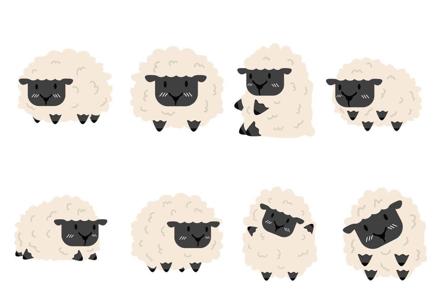 leuke grappige zwarte schapen set vector
