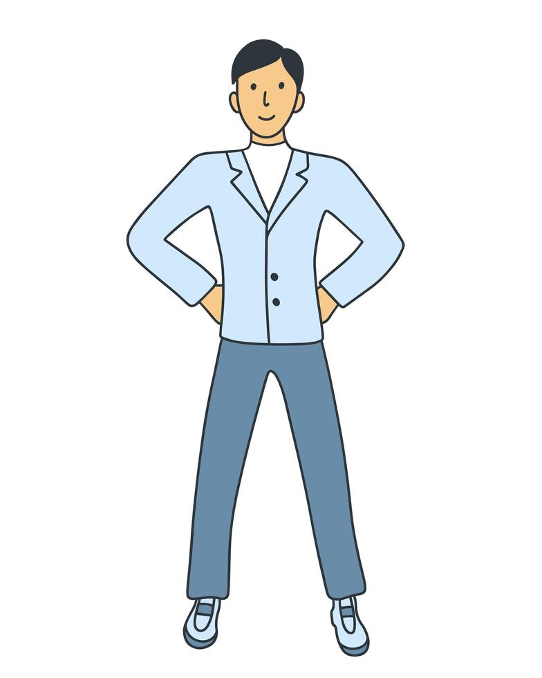 blij man staat doodle illustratie vector