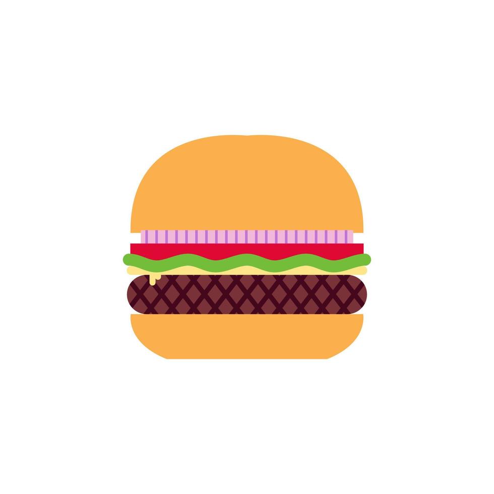 heerlijke hamburger platte ontwerp hamburger vector illustratie ontwerp illustratie. fastfoodproducten in vlakke stijl op witte achtergrond. vectorillustratie.