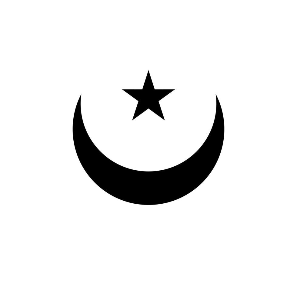 wassende maan en ster symbool geïsoleerd op een witte achtergrond. islamitisch symbool. islamitische pictogrammen kunnen worden gebruikt voor de maand ramadan, eid en eid al-adha. voor logo-, website- en posterontwerpen. vector