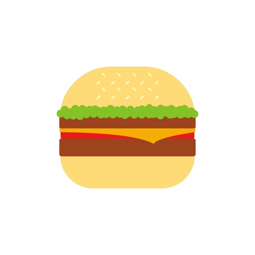 heerlijke hamburger platte ontwerp hamburger vector illustratie ontwerp illustratie. fastfoodproducten in vlakke stijl op witte achtergrond. vectorillustratie.