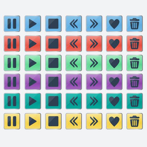 Set van glanzende gekleurde knoppen iconen voor webdesign vector