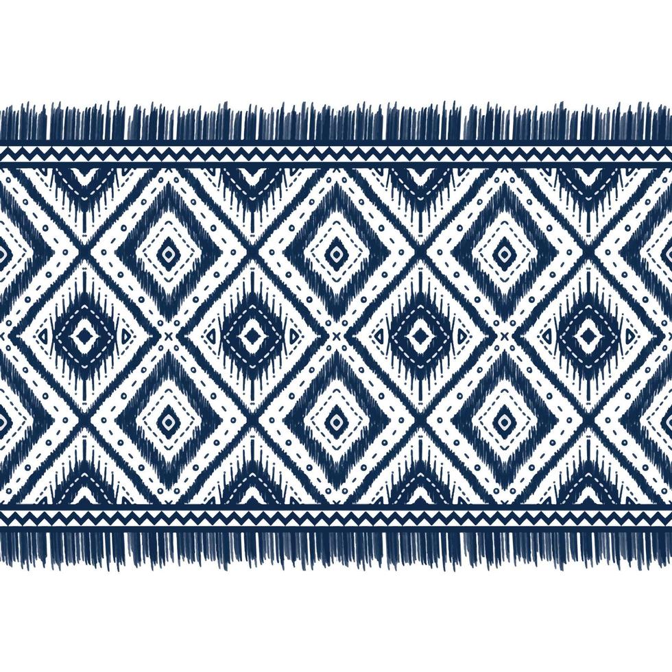 marine indigo blauwe diamant op een witte achtergrond. geometrische etnische oosterse patroon traditioneel ontwerp voor, tapijt, behang, kleding, verpakking, batik, stof, vector illustratie borduurstijl