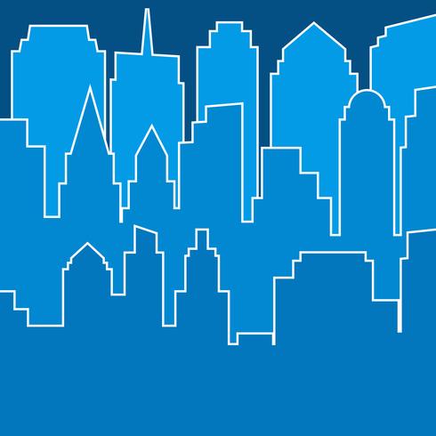 Stijlvol blauw modern stadssilhouet in lijntekeningen vector