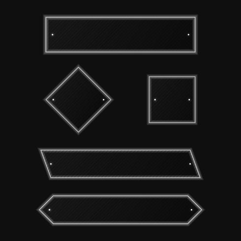 Minimale eenvoudige geometrische vormen met wit neon geleid geïsoleerd op zwarte achtergrond vector