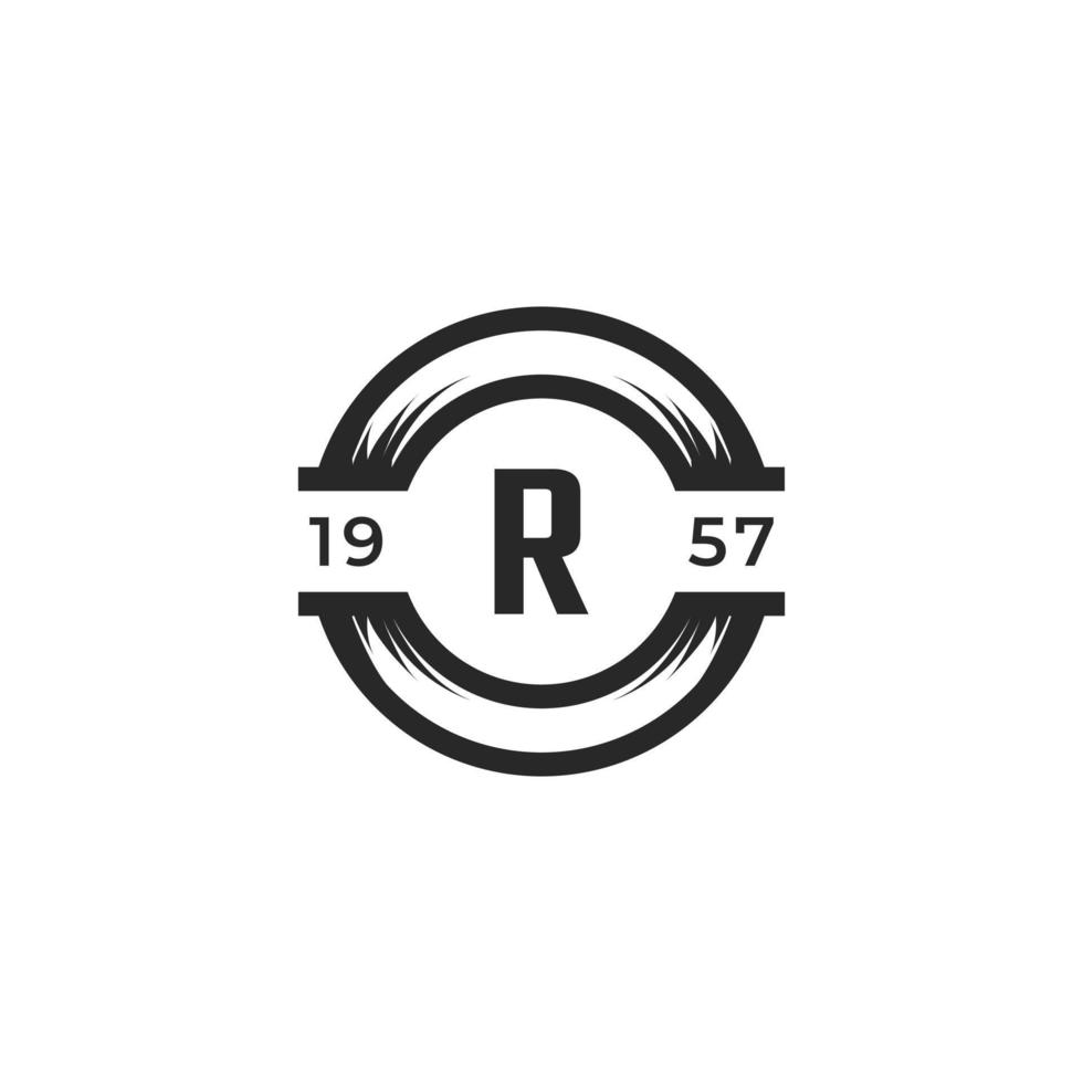 vintage insigne letter r logo-ontwerpelement sjabloon. geschikt voor identiteit, label, badge, café, hotel icoon vector