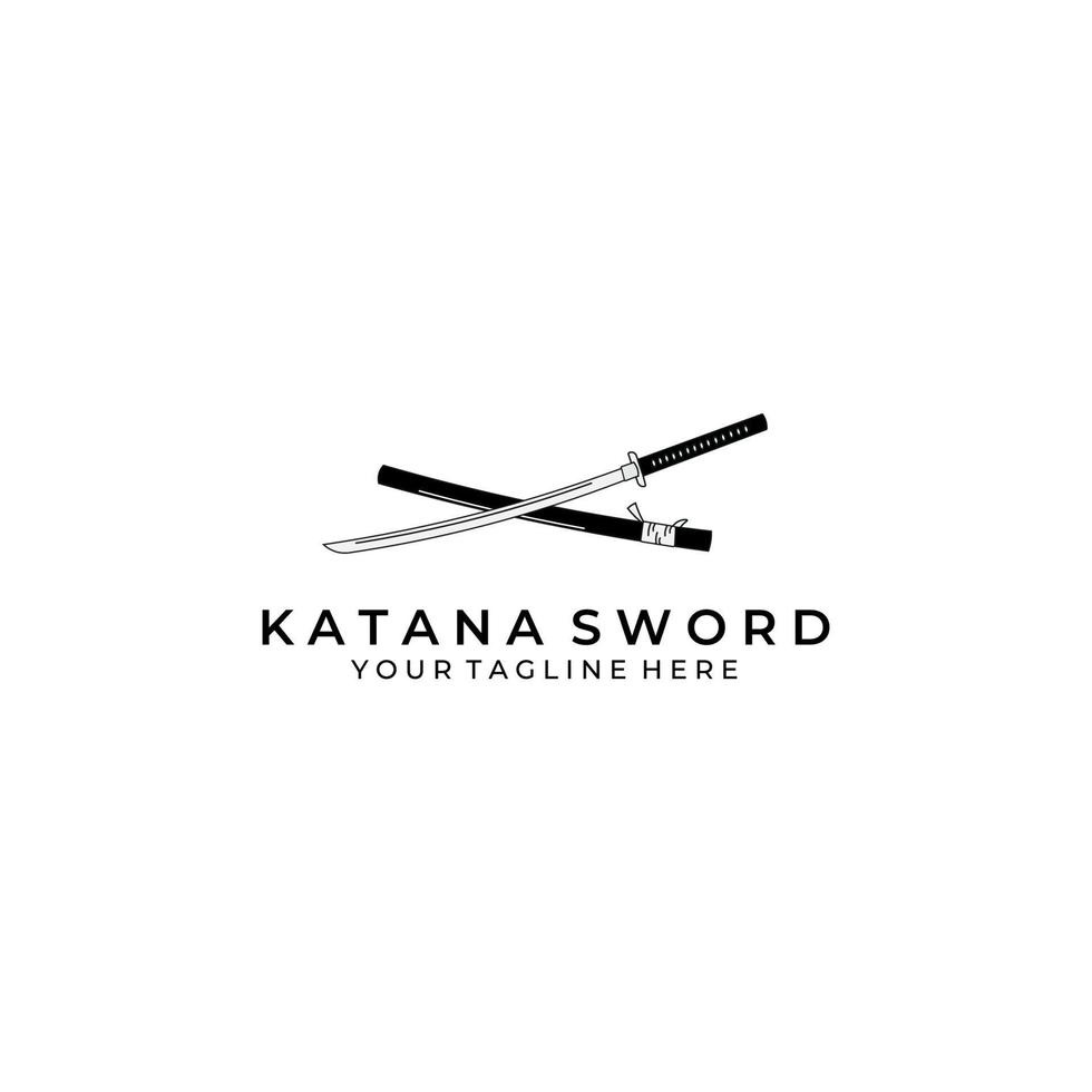 katana zwaard logo ontwerp vector illustratie kunst samoerai traditionele ninja cultuur japanse vechter strijd oorlog aziatische