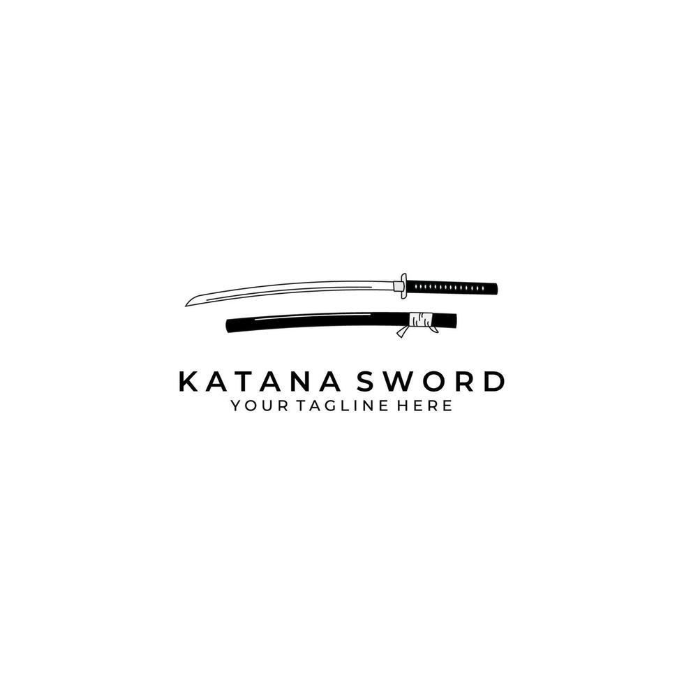 katana zwaard logo ontwerp vector illustratie kunst samoerai traditionele ninja cultuur japanse vechter strijd oorlog aziatische