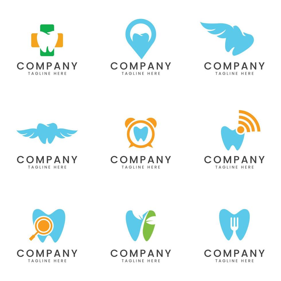set van tandheelkundige logo pictogram ontwerp voor multifunctioneel bedrijf vector