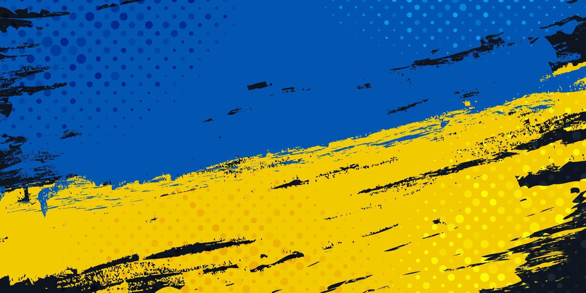vlag van oekraïne met penseelconcept en halftoonstijl. vlag van oekraïne in grunge-stijl. bid voor Oekraïne. met de hand geschilderde borstelvlag van het land van Oekraïne vector