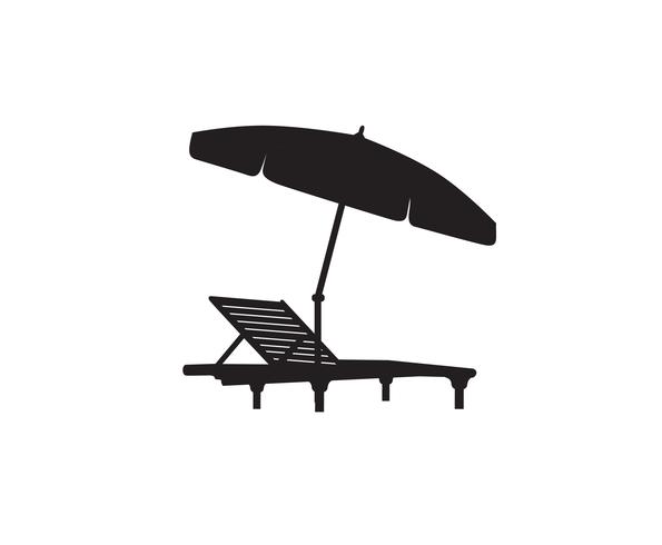 Ligstoel paraplu zomer strand vakantie symboolpictogram. vector
