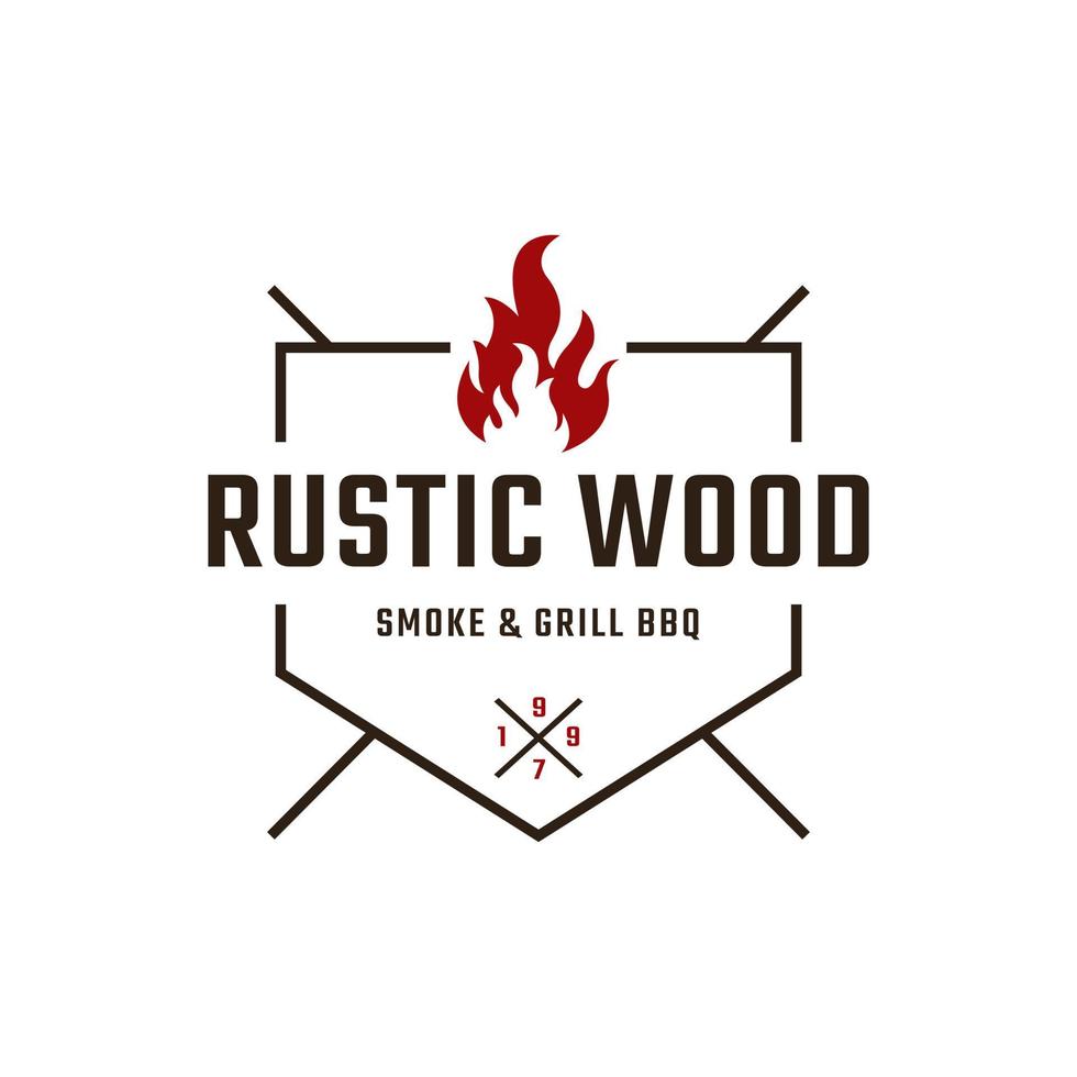 klassieke vintage retro label badge voor rustieke bbq grill, barbecue, barbecue label stempel logo ontwerp inspiratie vector