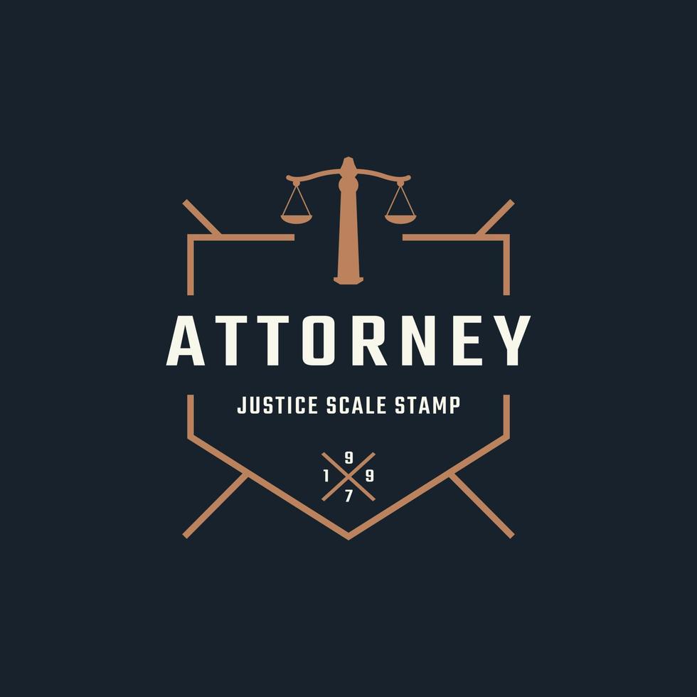 rustiek vintage retro label badge embleem justitie schaal stempel voor advocaat logo ontwerp inspiratie vector