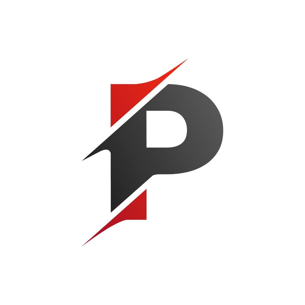 eerste letter p segment stijl logo. sjabloonontwerp vector