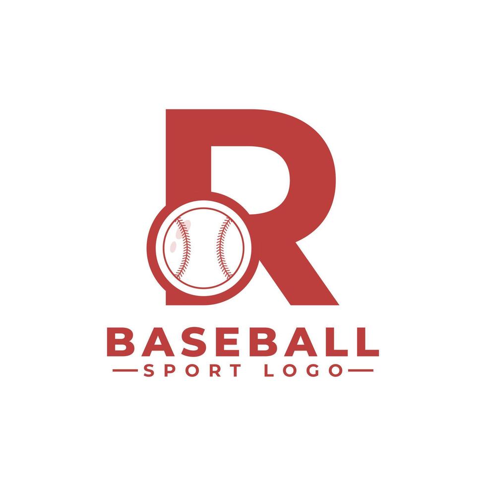 letter r met honkbal logo-ontwerp. vectorontwerpsjabloonelementen voor sportteam of huisstijl. vector