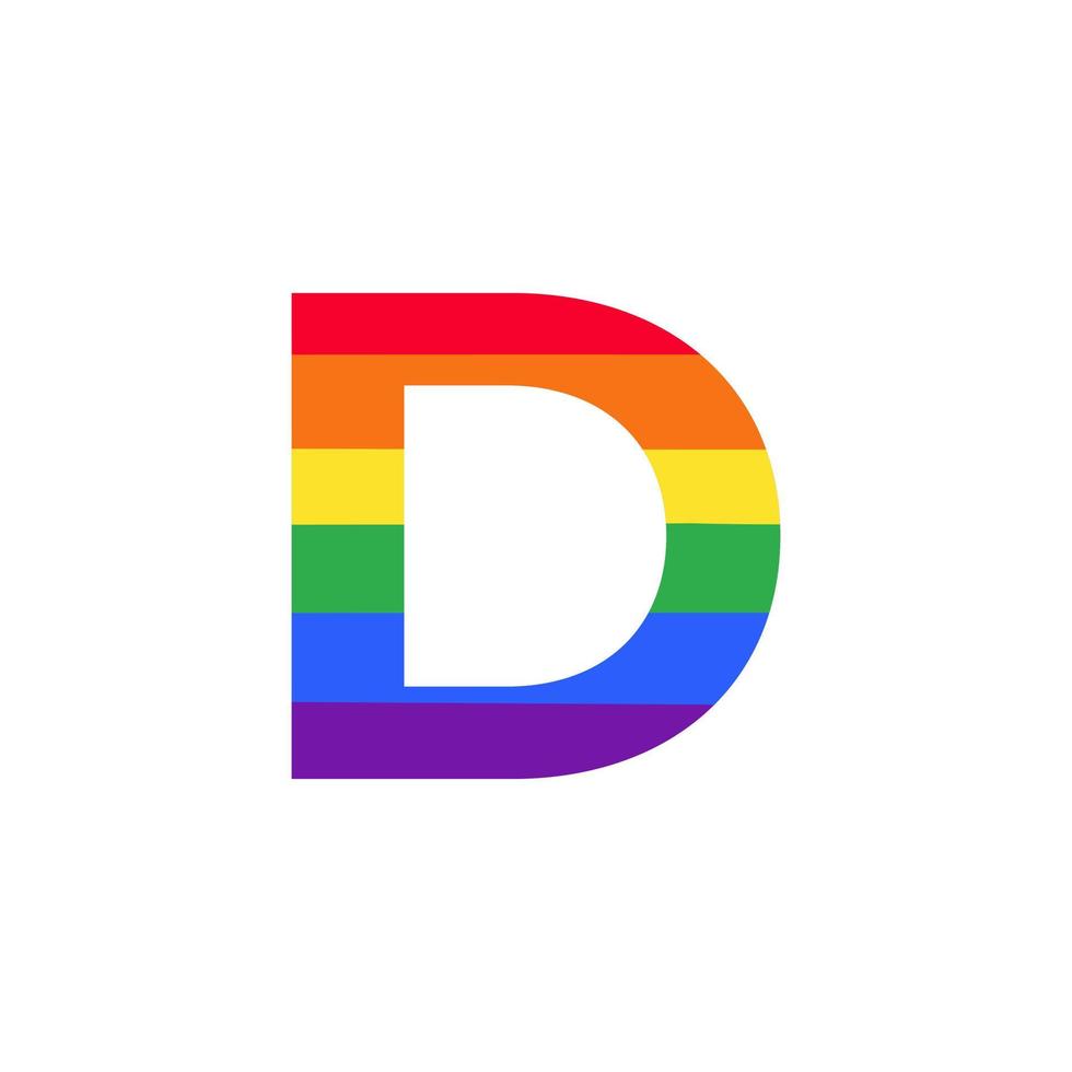 letter d gekleurd in regenboogkleuren logo-ontwerpinspiratie voor lgbt-concept vector