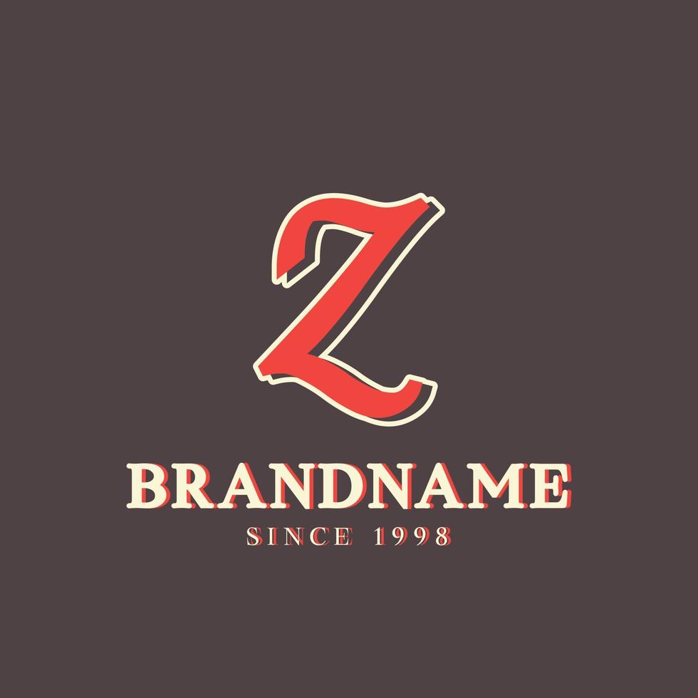 retro letter z-logo in vintage westernstijl met dubbele laag. bruikbaar voor vectorlettertype, labels, posters enz. vector