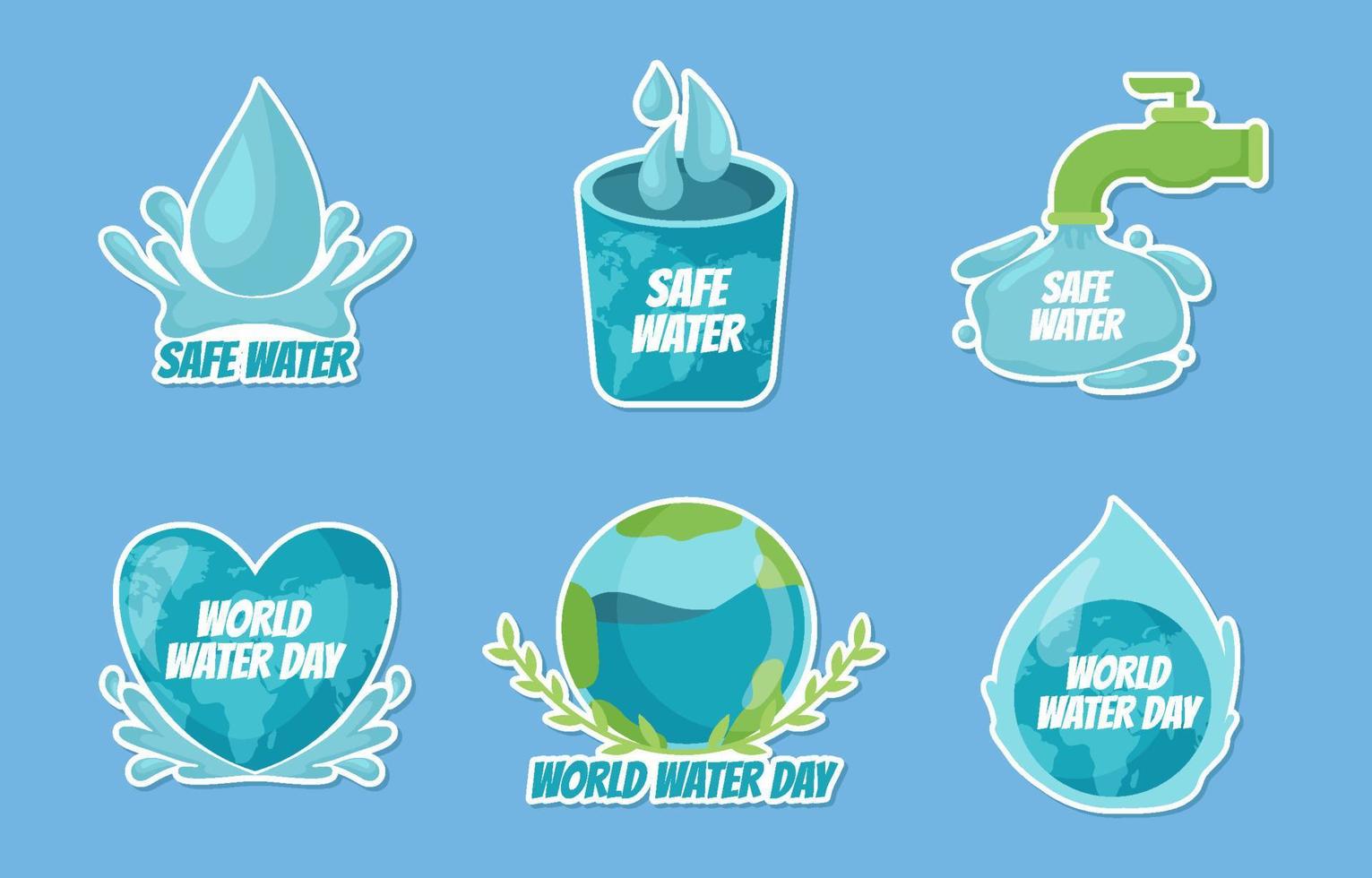 wereld water dag stickerset vector