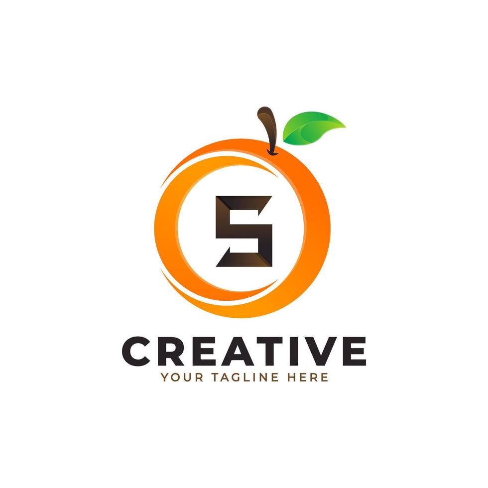 letter s-logo in vers oranje fruit met moderne stijl. merk identiteit logo's ontwerpen vector illustratie sjabloon