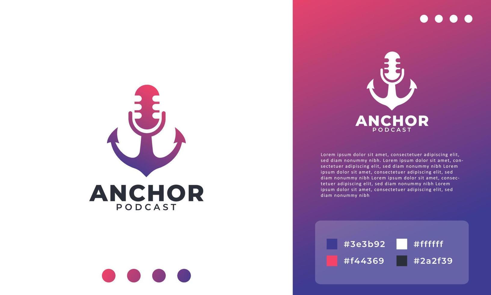 eenvoudig anker podcast-logo ontwerpsjabloonelement vector