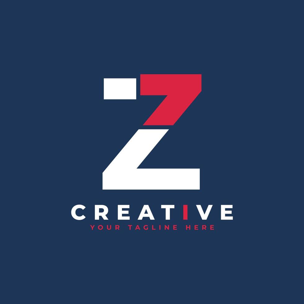 eenvoudig eerste letter z-logo. wit en rood vormen een uitgesneden letterstijl. bruikbaar voor bedrijfs- en merklogo's. platte vector logo-ontwerpideeën sjabloonelement.