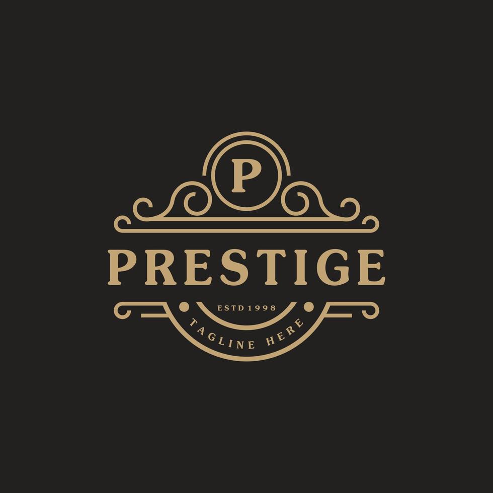 letter p luxe logo bloeit kalligrafische elegante ornament lijnen. zakelijk teken, identiteit voor restaurant, royalty, boetiek, café, hotel, heraldisch, sieraden en mode-logo ontwerpsjabloon vector