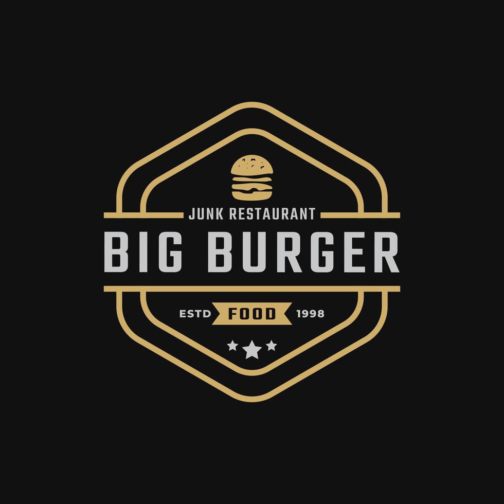 klassiek vintage retro label badge embleem ham beef patty burger voor fast food restaurant logo ontwerp inspiratie vector