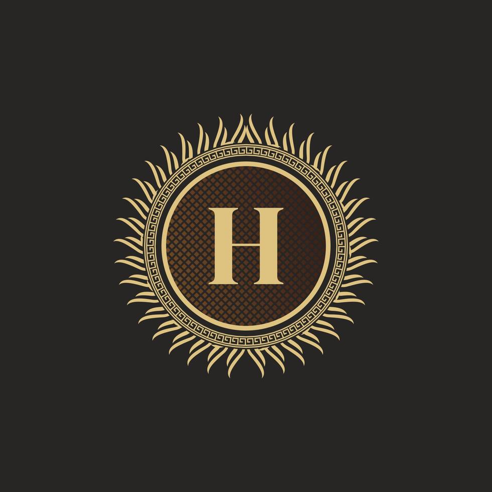 embleem letter h gouden monogram ontwerp. luxe volumetrische logo sjabloon. 3D-lijn ornament voor uithangbord, badge, crest, label, boutique merk, hotel, restaurant, heraldisch. vector illustratie