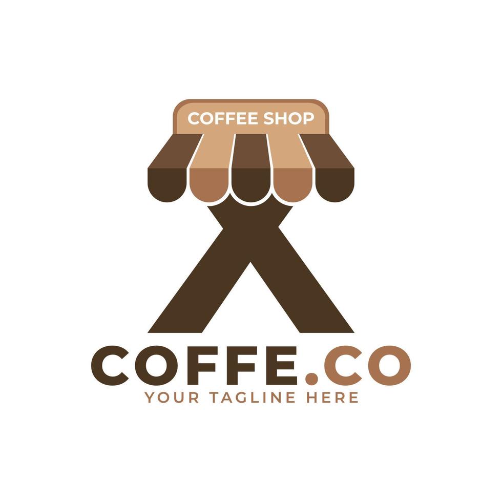 Koffietijd. moderne eerste letter x coffeeshop logo vectorillustratie vector