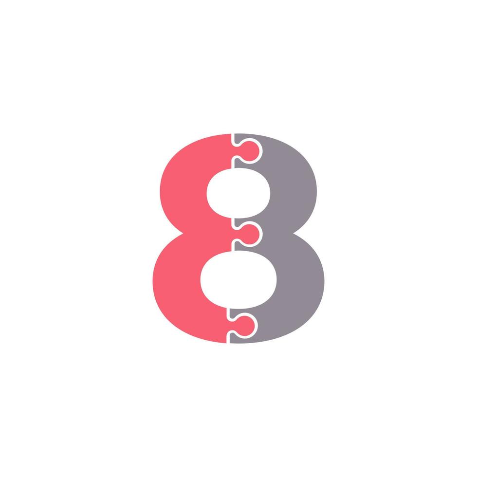 nummer 8 met team puzzel puzzel connectiviteit logo ontwerpsjabloon element vector