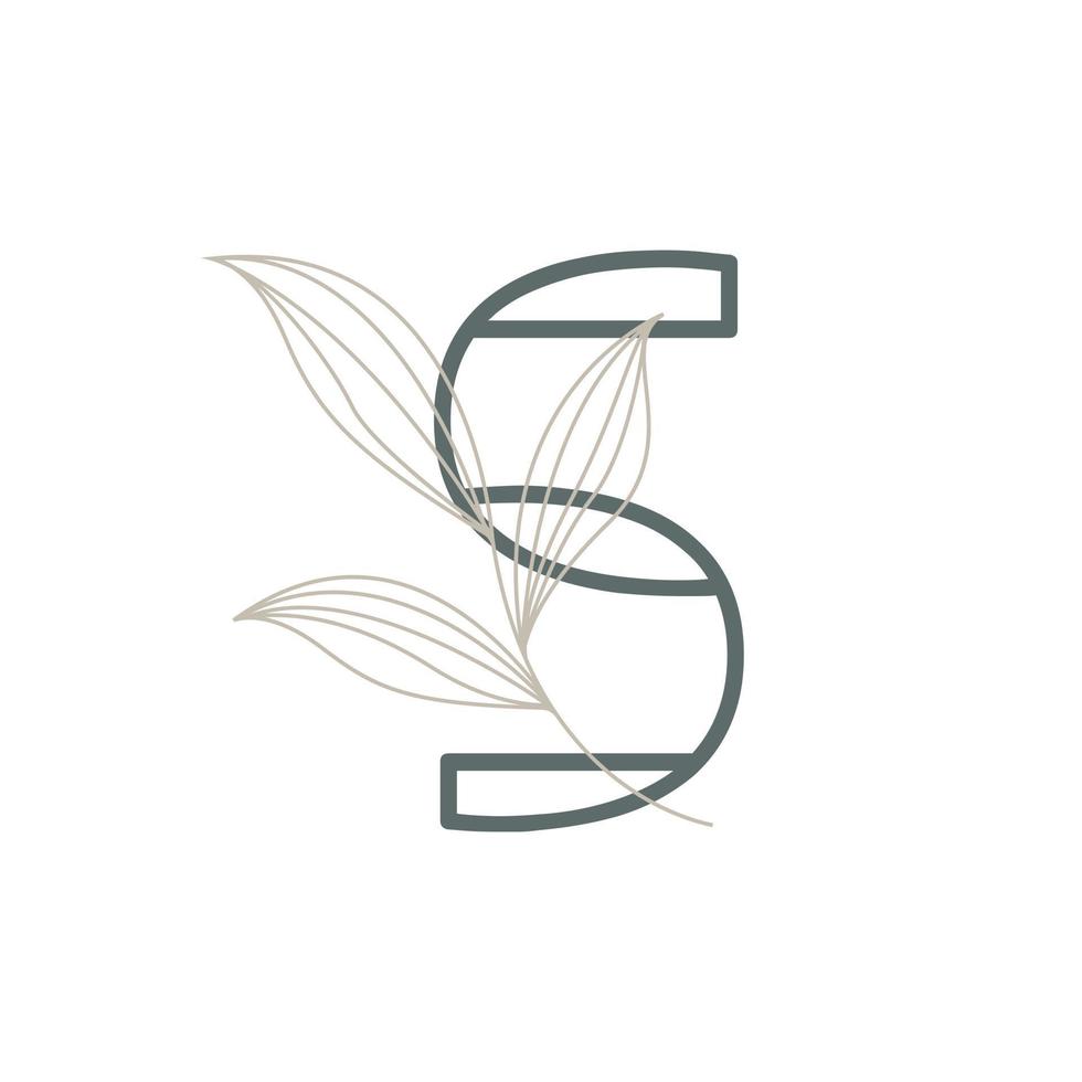 eerste letter s bloemen en botanisch logo. natuurblad vrouwelijk voor schoonheidssalon, massage, cosmetica of spa icoon symbool vector