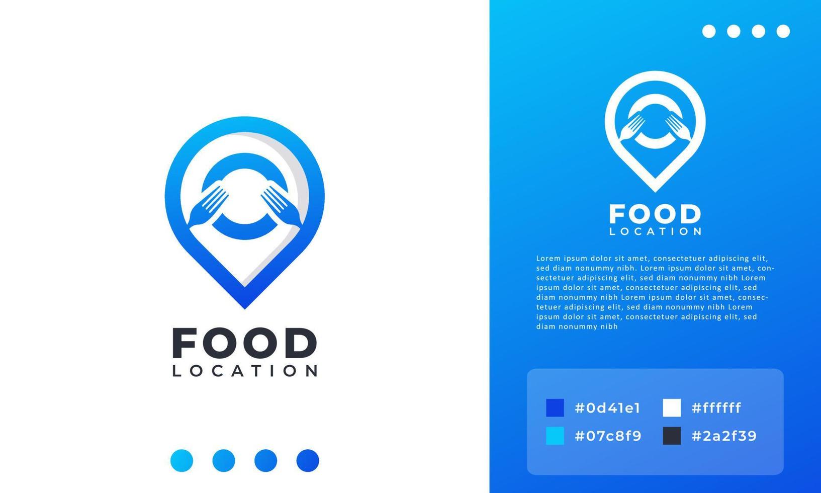 logo-ontwerp voor voedsellocatie, vork en lepel met combinatie van pin-kaartlogo. geschikt voor bedrijfs-, restaurant- en app-logopictogram vector