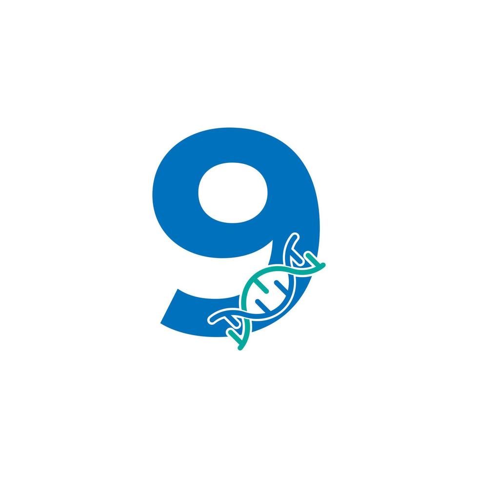 nummer 9 genetische dna pictogram logo ontwerp sjabloon element. biologische illustratie vector
