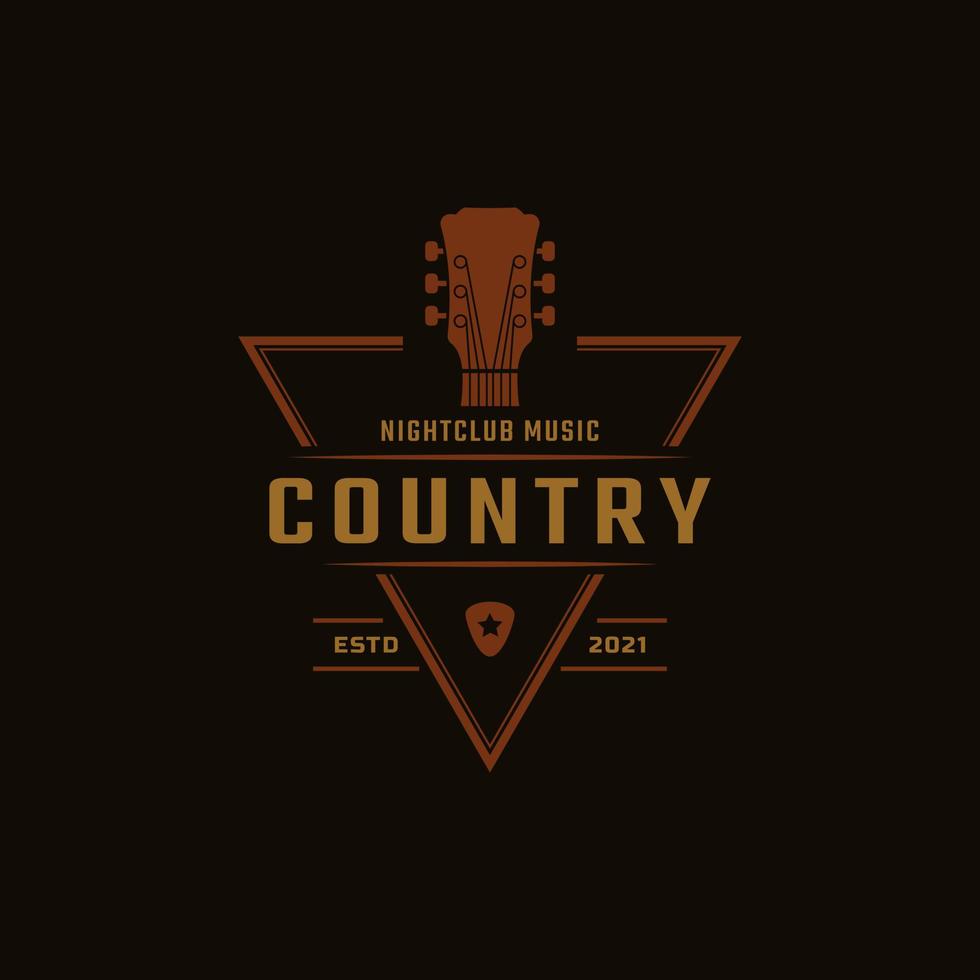 klassieke vintage retro label badge voor country gitaar muziek western saloon bar cowboy logo ontwerpsjabloon vector